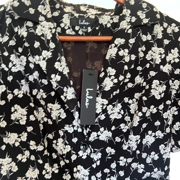 NWT Lulus Black Floral Print Mini - Picture 5 of 6